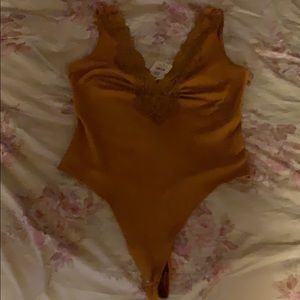 Free People Brown/Orange colored Bodysuit